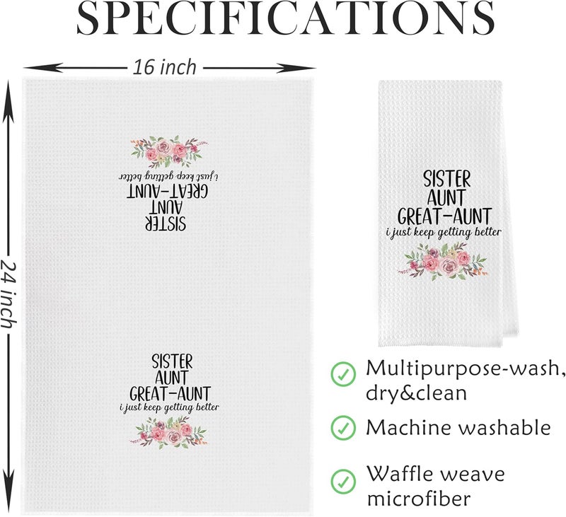 Geqtt Great Aunt Dish Towels - Decorative Waffle Weave Kitchen Hand Tea Towels for Bathroom, Gifts from Nephew (1624 Inches) - Image 5